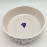 Ceramic bowl with small blue hearts and lead-free paint