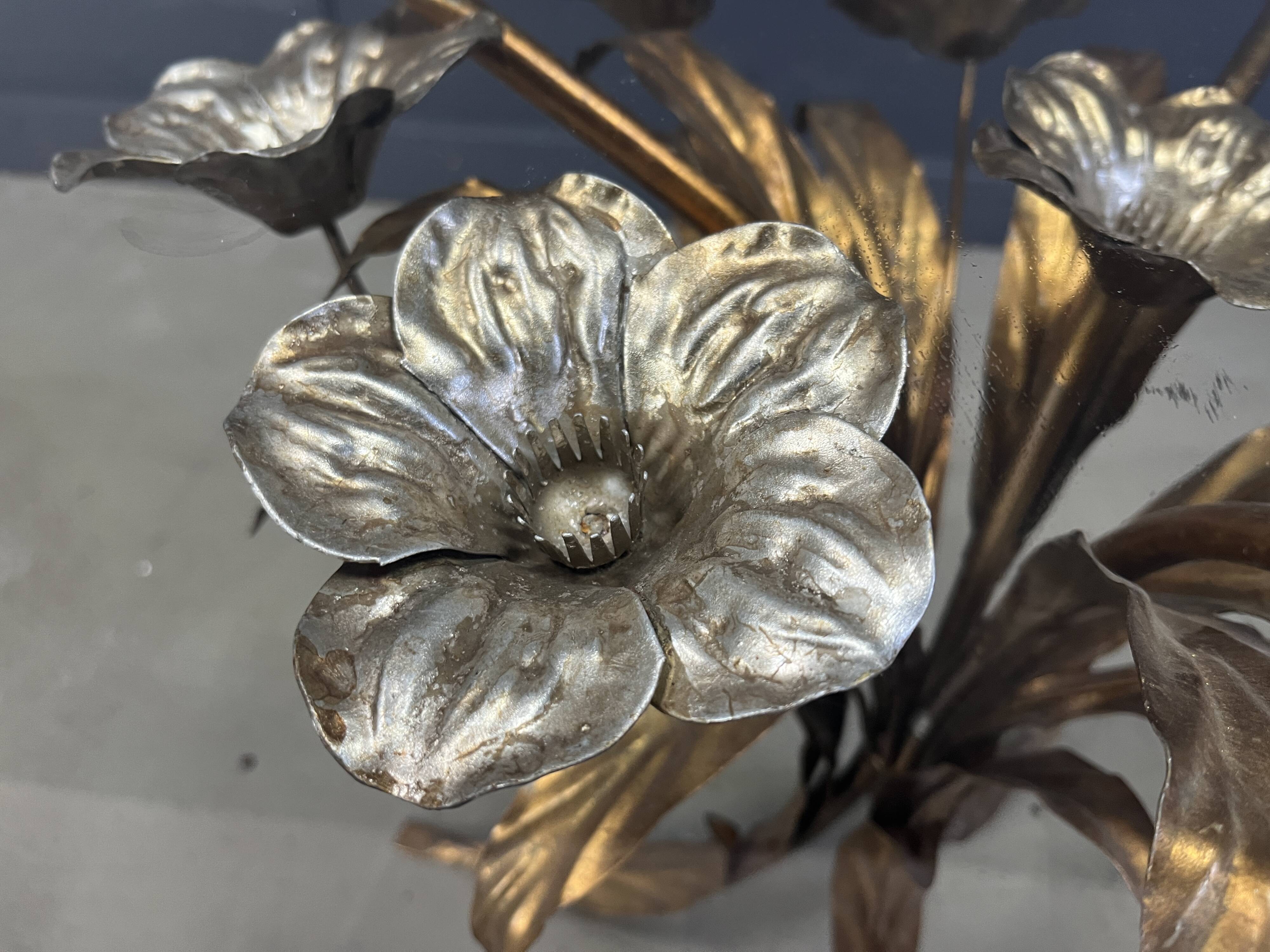 Vintage gilt metal flower side table, 1960s