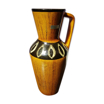 Scheurich europ linie vase beige & black ceramic + vintage germany handle