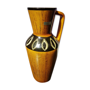 Vase Scheurich europ linie céramique beige & noire + anse germany vintage