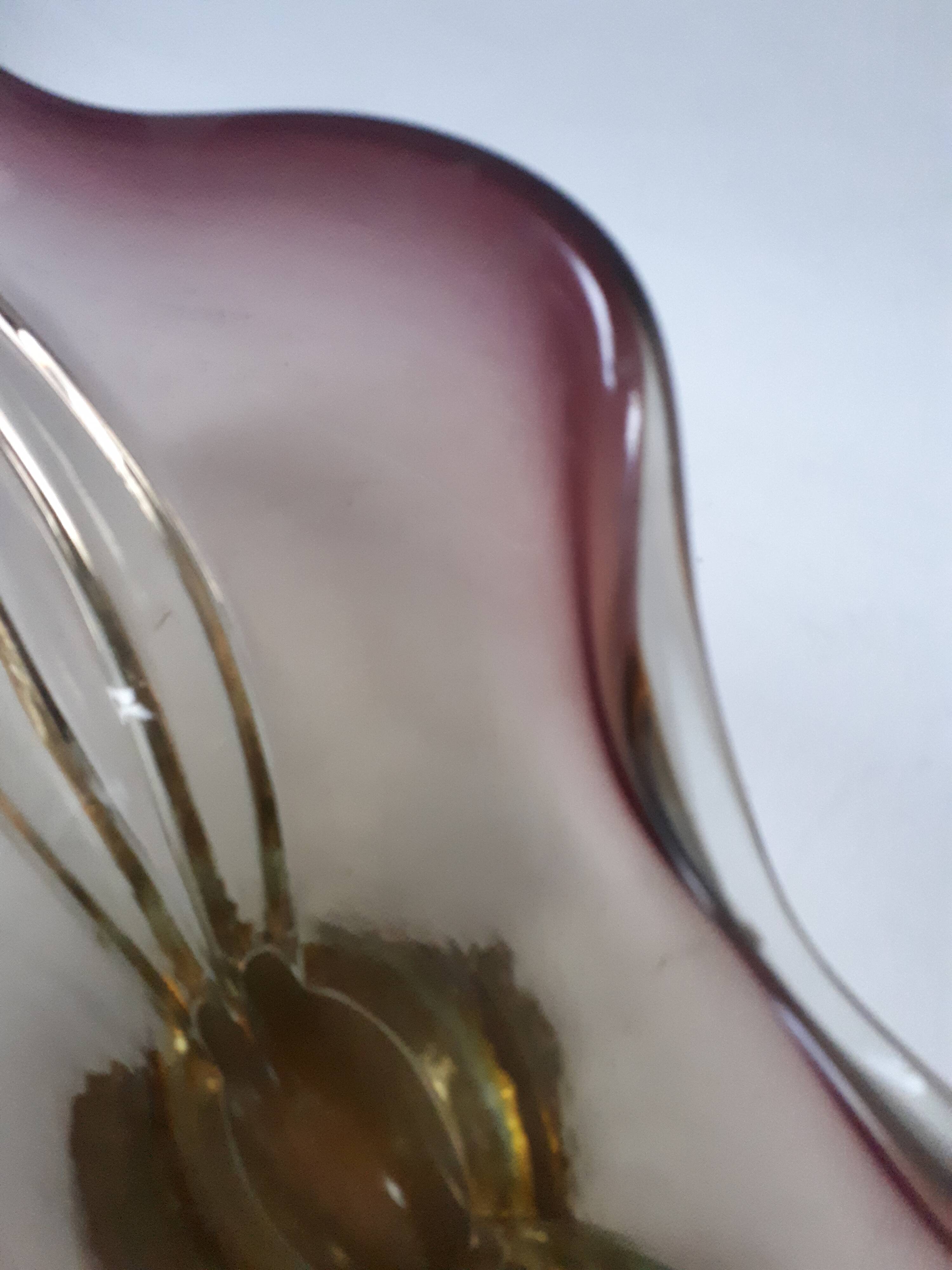 Fruit cup vintage Murano glass 1960 purple yellow