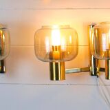 Paire Appliques Scandinaves Laiton verre fumés