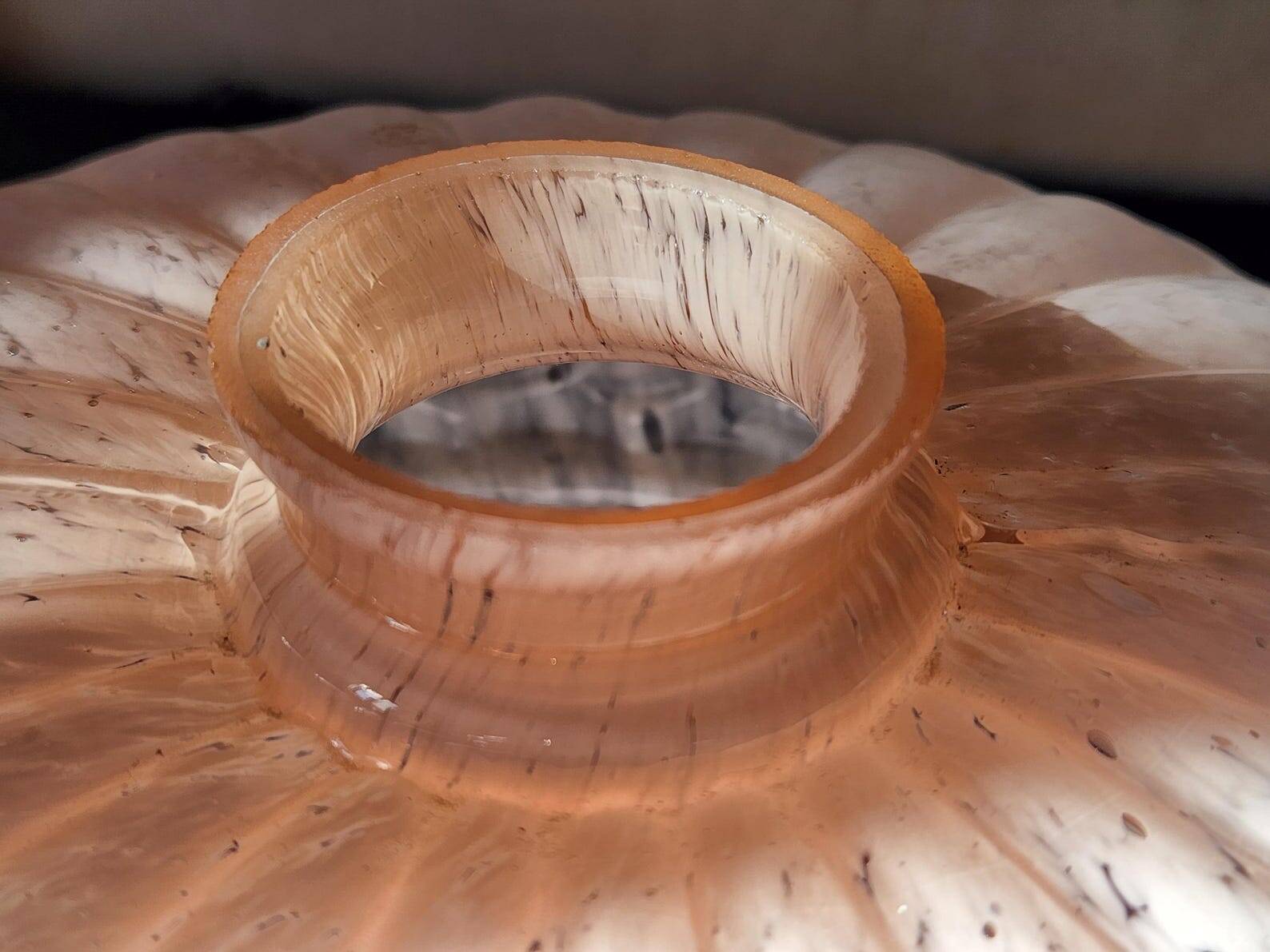 Art Deco Pink Opaline Glass Suspension Lamp Shade Rose Detail