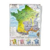 Vintage school map france climat mdi year 1968