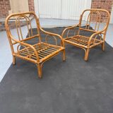 Pair of rattan armchairs