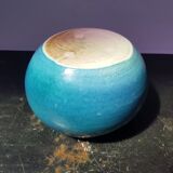 Old vase ball ceramic blue 70s vintage decoration