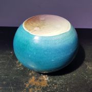 Old vase ball ceramic blue 70s vintage decoration