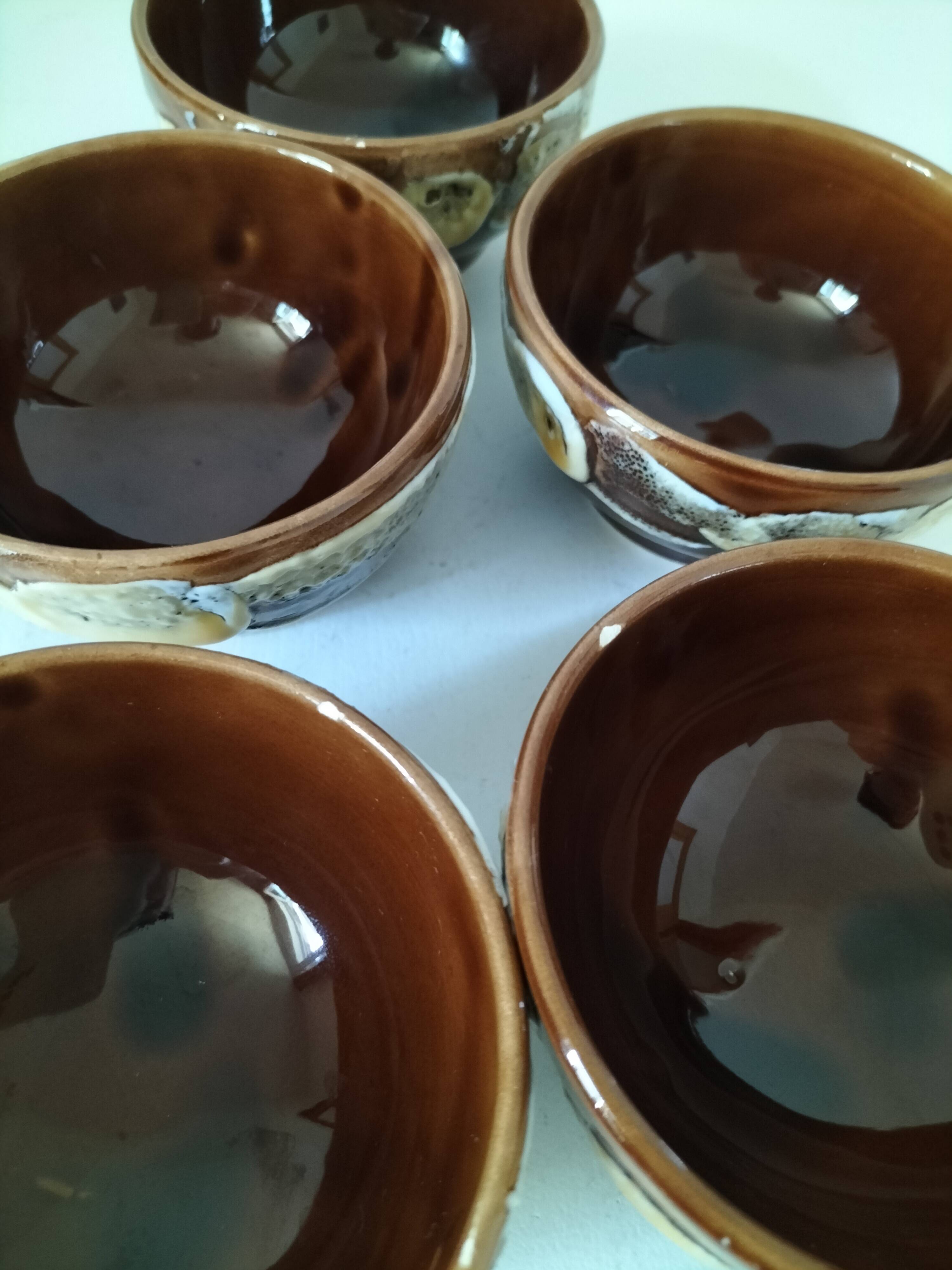 Set of 5 vintage enameled bowls – Chic terracotta ambiance