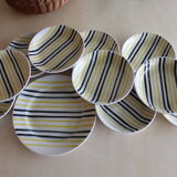 Set of 10 hollow plates and 1 striped dish mills of wolves