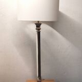 Large silver metal empire style column lamp