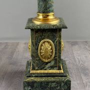 Pair of green marble columns, gilded bronze and gilded brass, 20th Century