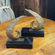 Bookends in bronze and marble