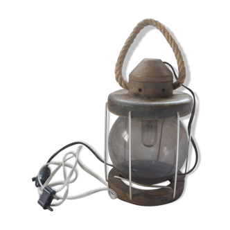 Lantern, vintage wooden lamp and glass globe