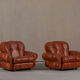 Fauteuils de club italiens vintage en simili cuir cognac, Italie années 1970, ensemble de 2