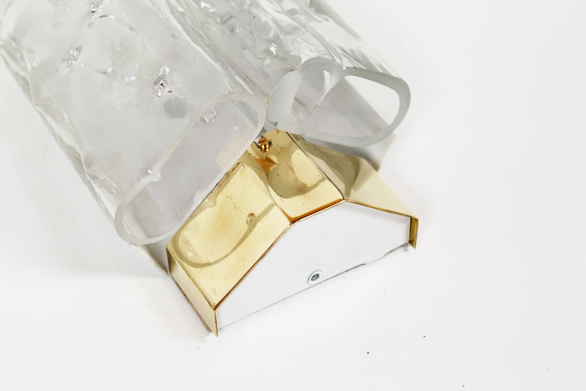 Pair of wall lamps in brass & glass by Doria Leuchten