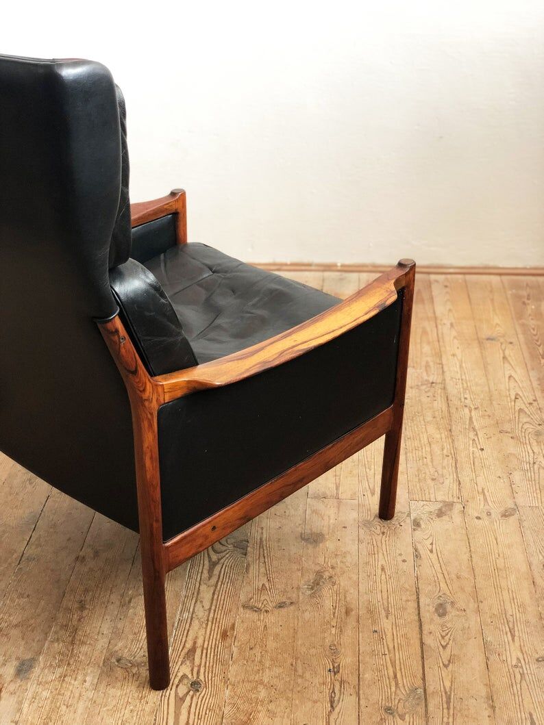 Danish leather and Rosewood armchair