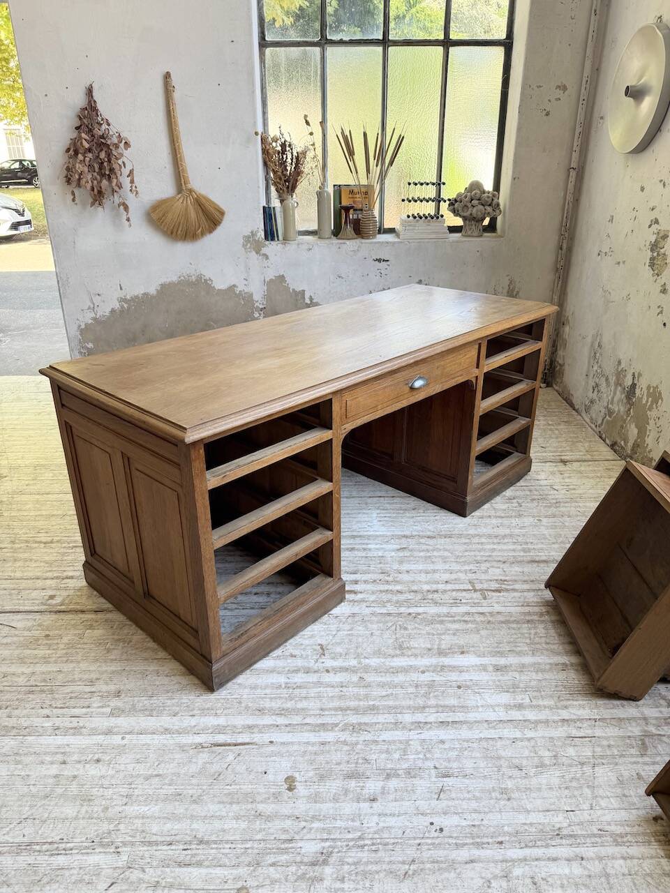 1950s oak office counter