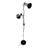 Vintage black mid-century floor lamp with two aluminium spots