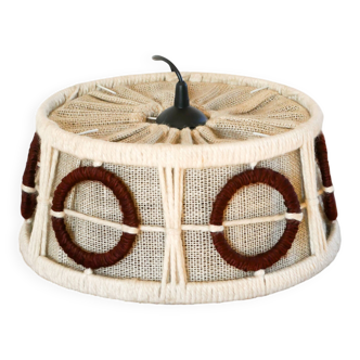 Round wool pendant with geometric patterns, Beige, Design, 1970