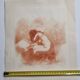 Print "Nude crouching on the pillow" in sanguine after Paul Belmondo, 29 x 34.5 cm