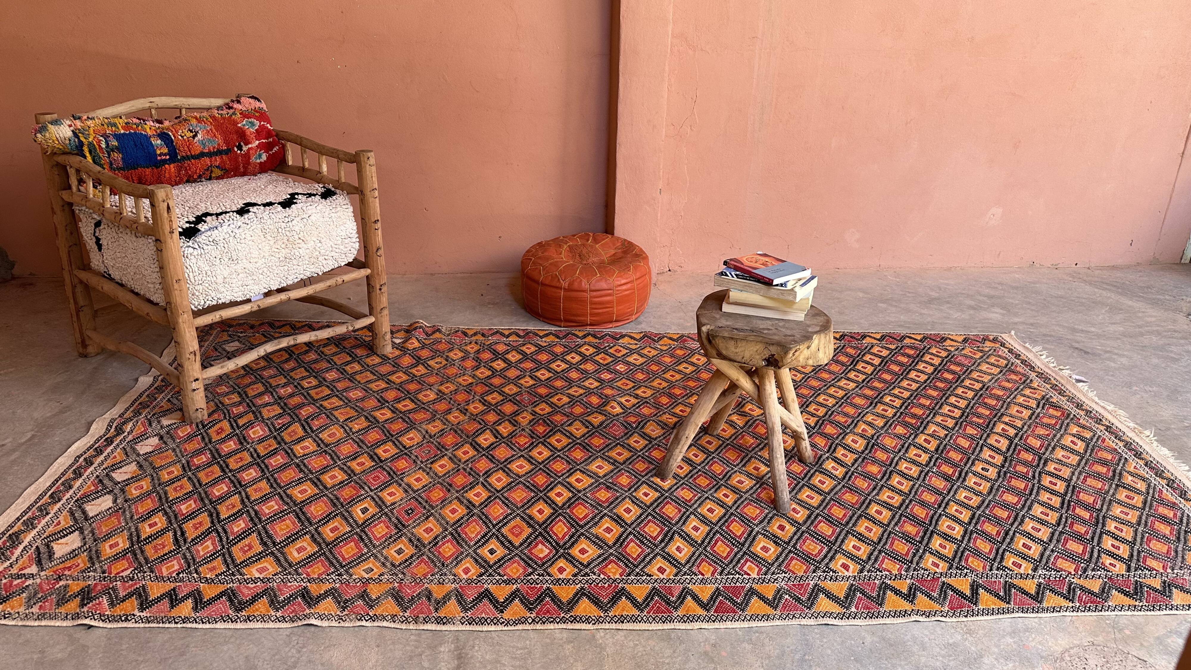 Berber kilim zammour rug - 314 x 158 cm