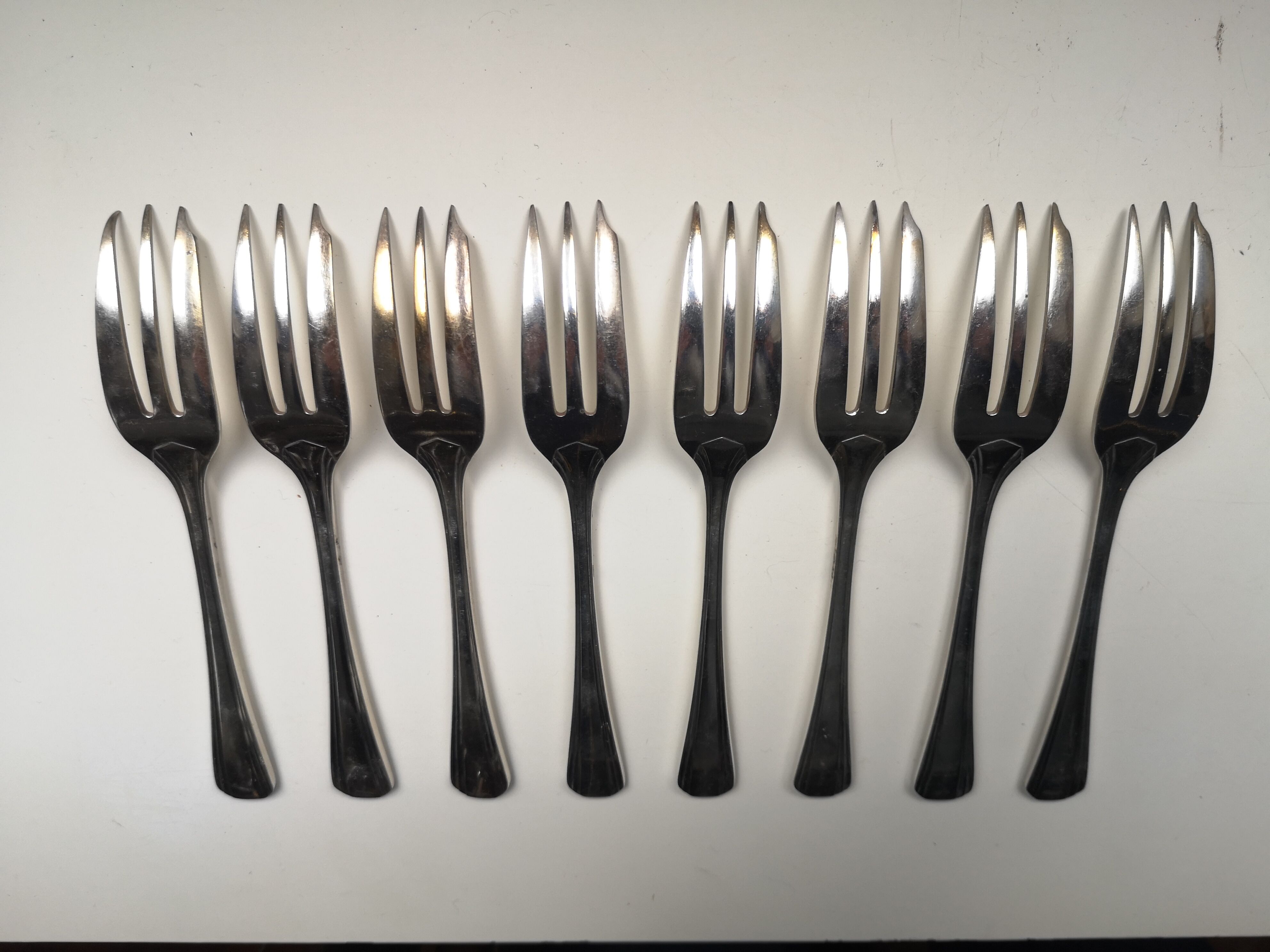 Old Christofle Model Boreal Art Deco by Luc Lanel 8 forks with desserts