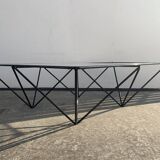 Square coffee table in black tubular steel, 1980
