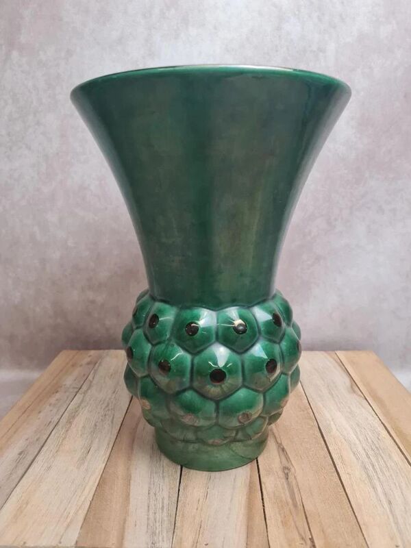 Grand vase Saint-Clément modèle Ananas vert – design Blanche Letalle – pièce vintage