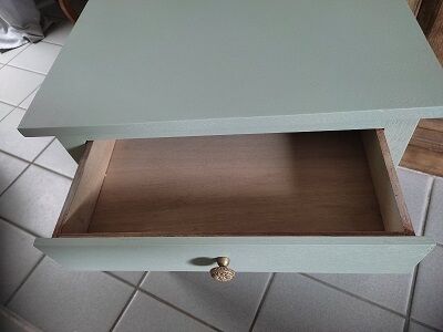 Bedside table wood restyled pale green