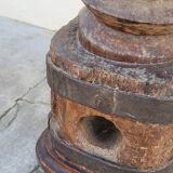 Colonne vis de pressoir en bois ancienne 19ème art populaire rustique en chêne