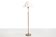 Paavo Tynell style floor lamp in brass and leather with linen shade