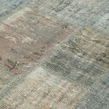 Hand-Knotted Turkish Vintage 177 cm x 243 cm Grey Patchwork Carpet