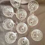 Suite of 10 glasses a porto or wine cooked lemberg cristal de lorraine