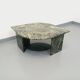 Vintage square coffee table with 2 green marble and smoked glass tops