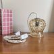 Antique globe pendant lamp in gold glass with brass suspension claw LAMP-7385