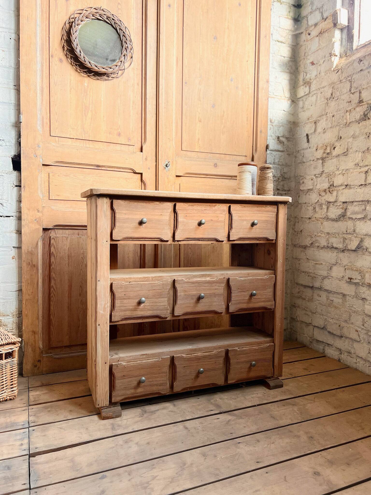 Old workshop furniture with 9 drawers