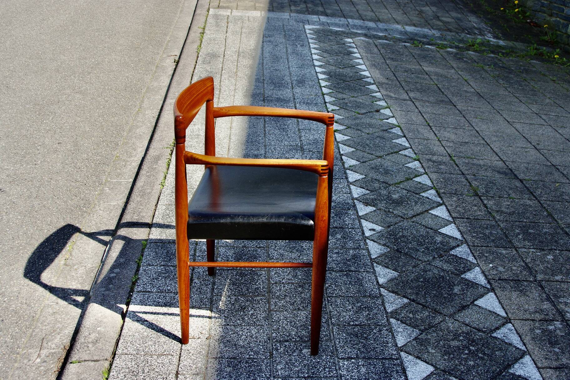 Vintage teak and leather office chair by henry walter klein for bramin denmark 1960s