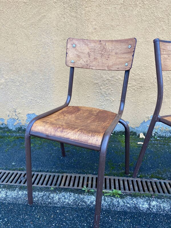 Lot de 4 chaises industrielles école vintage collectivités mullca