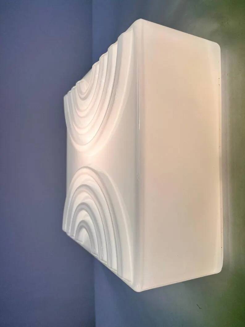 Mid-Century Milk Glass Flush Mount or Wall Light, Czechoslovakia, 1970s