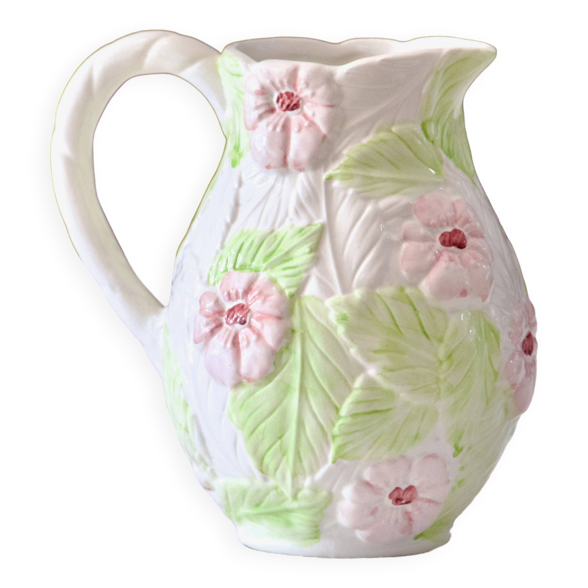 Hand-painted floral slip carafe