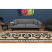 1970s Vintage Turkish Oushak Handmade Wool Cotton Beige Runner Rug 87x326
