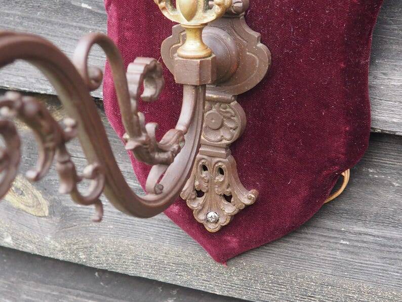Art Nouveau Wall Sconce: French Metal, Opaline Rose Shade, C1950s