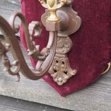 Art Nouveau Wall Sconce: French Metal, Opaline Rose Shade, C1950s