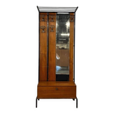 Vintage wooden coat rack with mirror