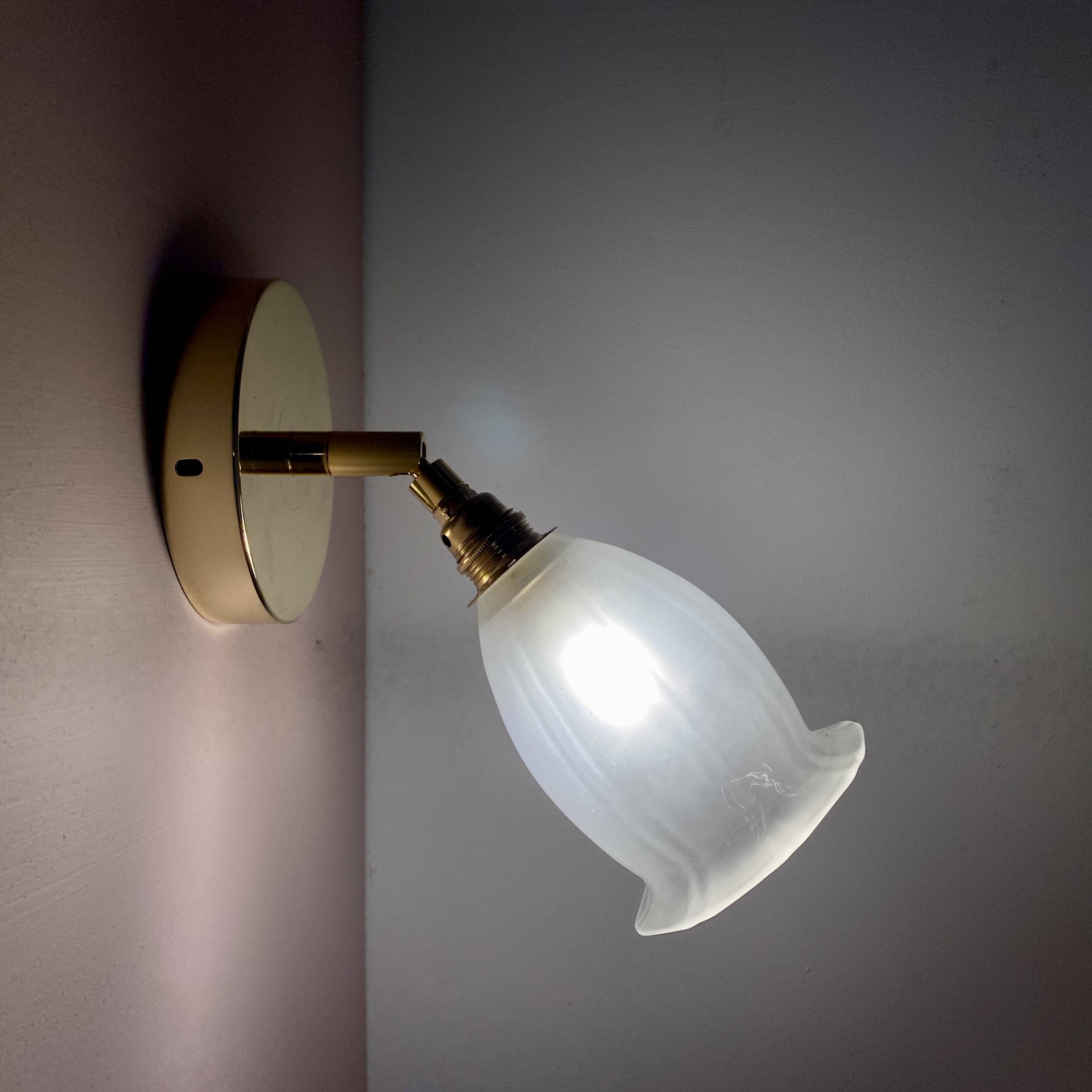 Vintage tulip wall lamp in frosted glass