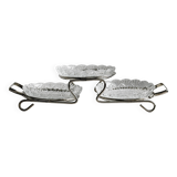 Metal and crystal server, crystal ramekins.