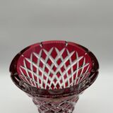 Val Saint-Lambert cut and red-lined crystal vase
