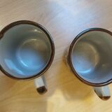 Set of 2 sandstone mugs floral pattern