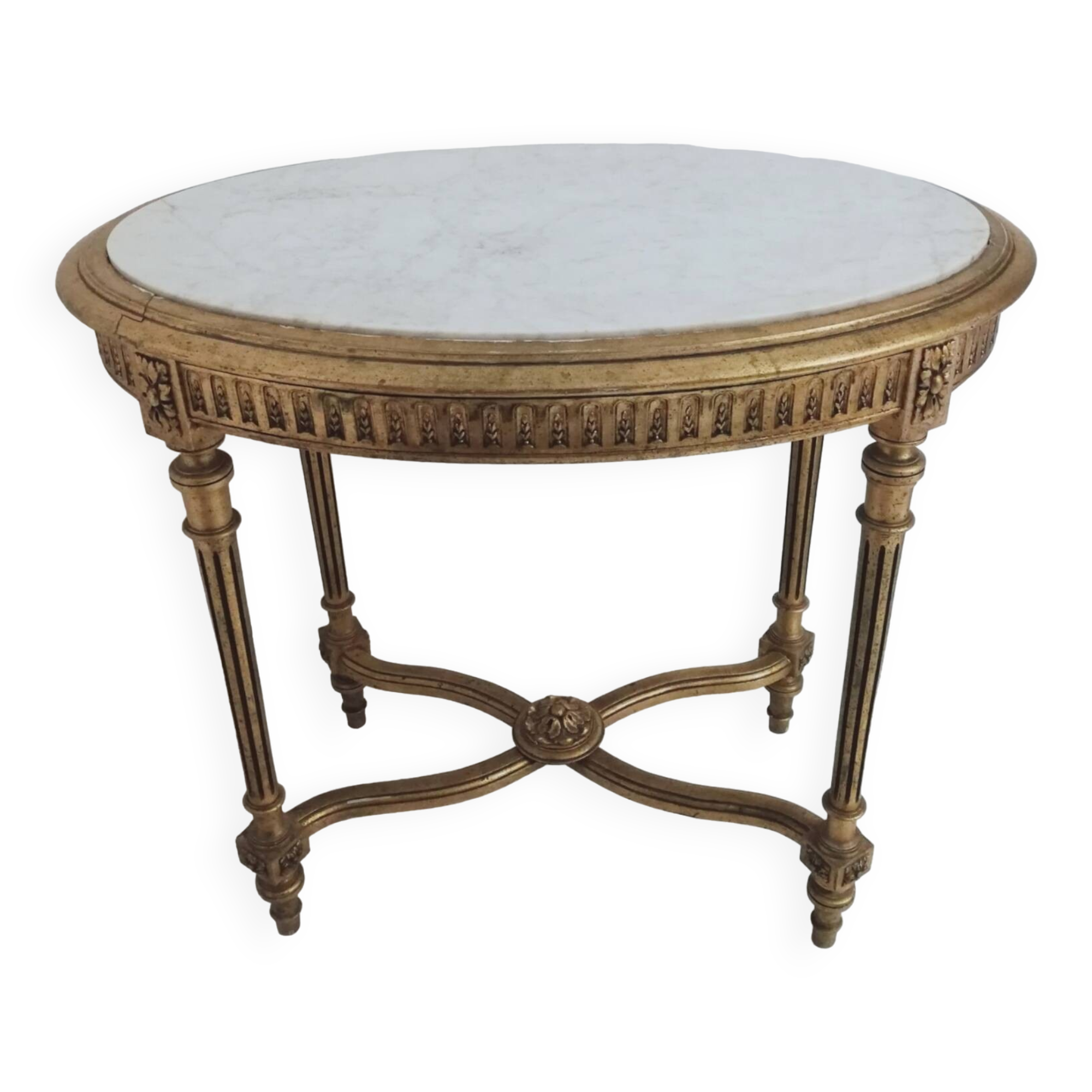 Console wood and gilded stuck with marble top