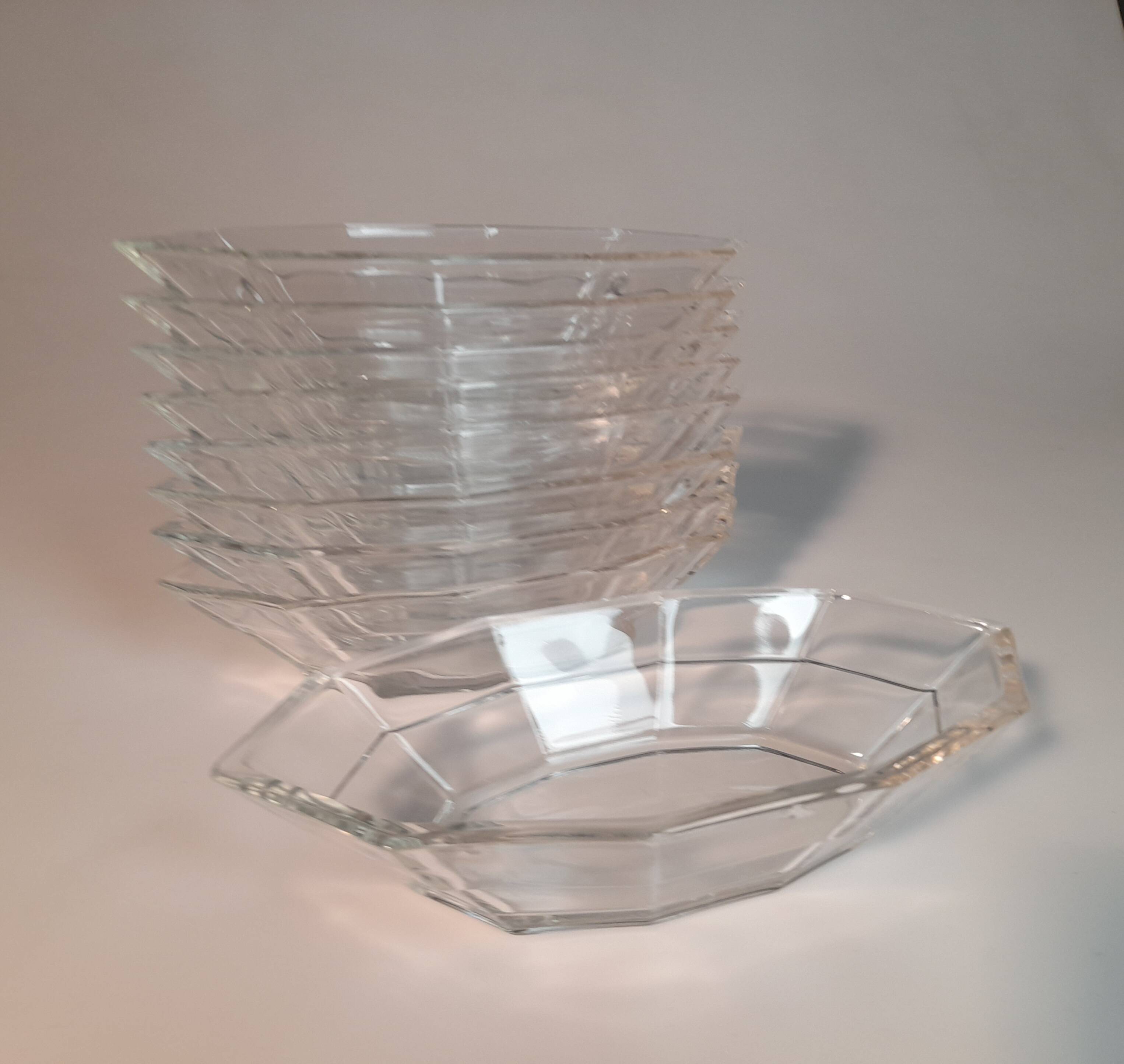 Set of 9 Art Deco Glass Faceted Ramekins